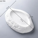 Ljojo 12" White Ceramic Irregular Plate for Dining and Desserts