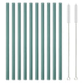 Ljojo 12Pcs Glass Straw Set: Reusable Straws 8'' Long with Cleaning Brush