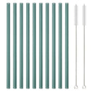 Ljojo 12Pcs Glass Straw Set: Reusable Straws 8'' Long with Cleaning Brush