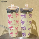 Ljojo 30oz Bow Thermos Tumbler Stainless Steel Insulated Hot Coffee Cup