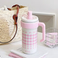 Ljojo 1000ML Insulated Stainless Steel Water Cup with Handle and Straw