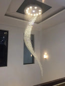 Ljojo Luxury Spiral Crystal Chandelier for Modern Staircase & Living Room
