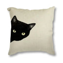 Black Cat & Butterfly Print Linen Cushion Cover by Ljojo - 45x45CM