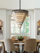 LED American Spiral Crystal Pendant Light Modern Black Hanging Lamp—Ljojo