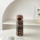 Ljojo Leopard Print Stainless Steel Tumbler with Straw -  Luxury Thermal Coffee Cup