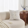 Cream Woven Tufted Pillowcase with Beige Tassel Embroidery by Ljojo