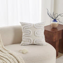 Cream Woven Tufted Pillowcase with Beige Tassel Embroidery by Ljojo