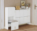 Ljojo™ 4-Drawer Shoe Cabinet with Hidden Stool & Adjustable Shelves