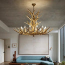American Style Antler Deer Chandelier For Living Room - Farmhouse Hanging Light by Ljojo