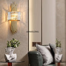 Ljojo Light Luxury Crystal Wall Lamp Scandinavian Modern Minimalist Accent for Living Room
