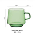 Ljojo 350ml Stackable Glass Coffee Tea Cup in Amber Blue Green Colors