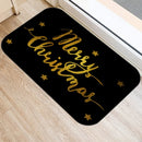 Ljojo Merry & Happy Year Door Mat: Golden Black Letter Print, Non-Slip Floor