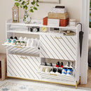 Ljojo™ Entryway Shoe Cabinet: Slim Hidden Storage, 4 Flip Drawers, Large Organizer Rack