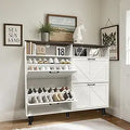 Ljojo™ Shoe Storage Cabinet with 4 Flip Drawers and Open Shelves