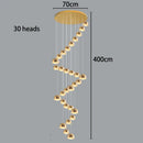 Ljojo Luxury Crystal Chandelier - Elegant Indoor LED Lighting for High-Rise Stairs & Living Room