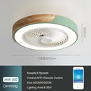 Ljojo 52CM Green Wood Ceiling Fan Light With Remote Control for Bedroom Dining Room