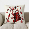 Ljojo Merry Christmas Red Plaid Holiday Pillow Cover - for Sofa, Bedroom, Car