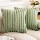 Ljojo Luxury Faux Fur Striped Pillow Covers White
