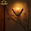 French Design Retro LED Wall Lamp Solid Wood Fabric Art Decor Bedroom Living Room Ljojo