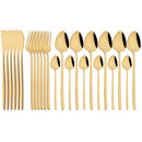 Gold Stainless Steel Cutlery Set by Ljojo - 24Pcs Western Tableware Flatware