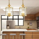 American Country Hanging Lamp Bronze Glass Chandeliers by Ljojo for Living Dinner Room Corridor