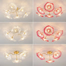 Ljojo Lotus Leaf Glass Ceiling Lamp Chandelier Nordic Hanging Light E14 Bulb Optional
