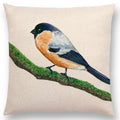 Birds Painting Cushion Cover - Ljojo Collection: Robin, Titmouse, Toucan, Sparrow, Firecrest, Cardinal, Bullfinch