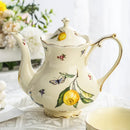 Ljojo Lemon Pattern Tea Set: Cup, Saucer, Teapot, Plate, Kettle - European Ceramic Offering