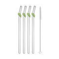 Ljojo 200*8mm Leaf Glass Straws for Smoothie Cocktail Coffee Juice Drinks