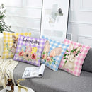 Bunny Floral Egg Print Easter Pillow Covers for Farmhouse Decor by Ljojo