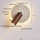 Ljojo LED Wall Light: Modern Nordic Yellow Travertine Glass Bedside Lamp