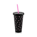 Ljojo 24oz Bow Plastic Water Cup with Straw Lid - Portable Drinkware for Sports, Camping, Party