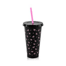 Ljojo 24oz Bow Plastic Water Cup with Straw Lid - Portable Drinkware for Sports, Camping, Party