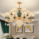 LED Crystal Ceramic Retro Ceiling Chandelier European Style Luxury Lamp for Living Room by Ljojo