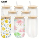 Ljojo 16oz Frosted & Clear Plastic Water Bottles Durable Reusable Portable DIY Drinkware