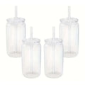 Ljojo 16oz Frosted Straw Water Bottle Bamboo Lid Iced Coffee Cup Reusable Drinkware