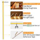 Ljojo 4mm COB LED Strip Lights 480Led/M DC12V TV Backlight Linear Tape Lighting