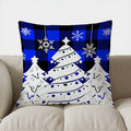 Blue Plaid Reindeer Merry Christmas Pillow Cover for Sofa Bedroom Car - Ljojo
