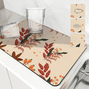 Autumn Harvest Maple Leaves Kitchen Drying Mat by Ljojo
