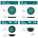 Ljojo 24 Piece Green Dinnerware Sets Reactive Glaze Dishes Set, 8 Place Settings