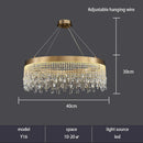 Nordic K9 Crystal Chandelier - All-Gold Led Round Ceiling Lamp - High-Quality Home Decor - Ljojo