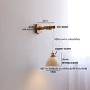 Ljojo LED Wall Light Fixture Switch Stair Lighting Round Ceramic Wood Bedside Lamp