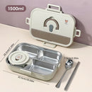 Ljojo 4/5 Grids Stainless Steel Divided Lunch Box Set with Cutlery