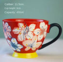 Hand-painted Ceramic Oatmeal Mug, Large Capacity Tea & Coffee Cup by Ljojo