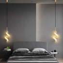 Ljojo LED Pendant Light: Modern Bedroom Hanging Lamp Fixture - Gold Black