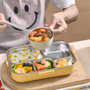Ljojo 4/5 Grids Stainless Steel Divided Lunch Box Set with Cutlery