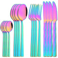 Ljojo 16-Piece Black Stainless Steel Cutlery Set for Western Dining