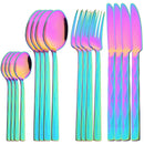 Ljojo 16-Piece Black Stainless Steel Cutlery Set for Western Dining