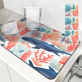 Ljojo Marine Whales Desk Drain Pad, Heat Resistant Non-slip Kitchen Drying Mat