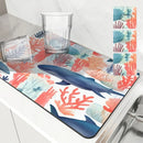 Ljojo Marine Whales Desk Drain Pad, Heat Resistant Non-slip Kitchen Drying Mat